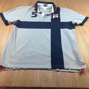 Tommy Hilfiger XXL Custom Fit Rugby Polo Gray Navy Crest Shirt